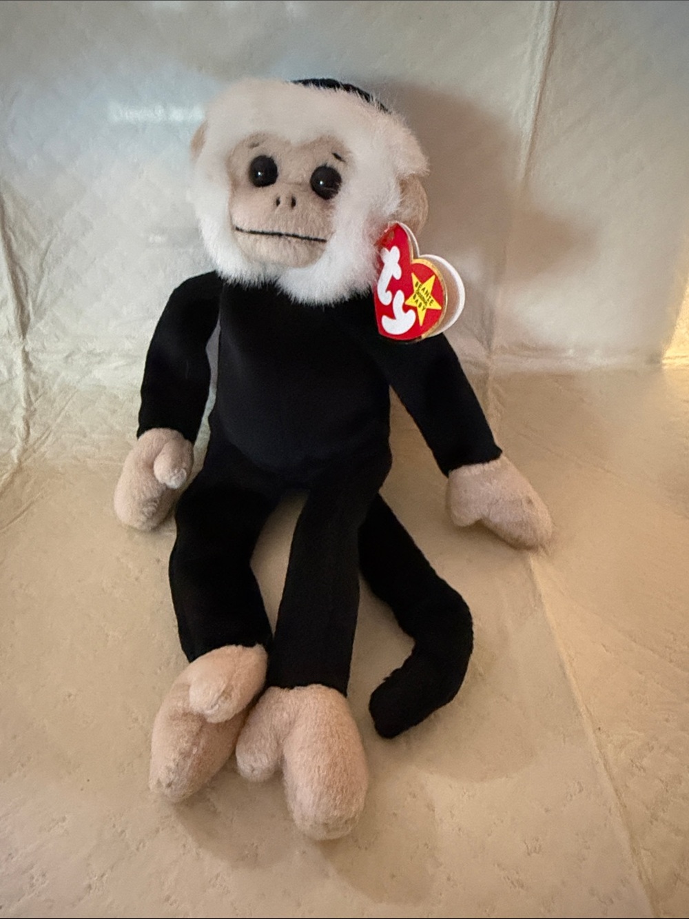 Ty “MOOCH” Monkey Beanie Plush with Heart Tag